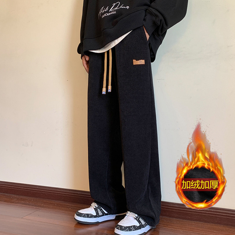 빈티지 바지 루즈 BF 게으른 스타일 캐주얼 바지 남성 올드스쿨 디자인 와이드 레그 팬츠