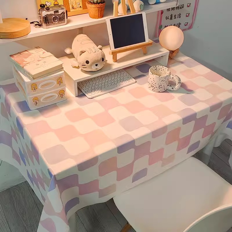 清新绒布ins棋盘学生书桌装饰