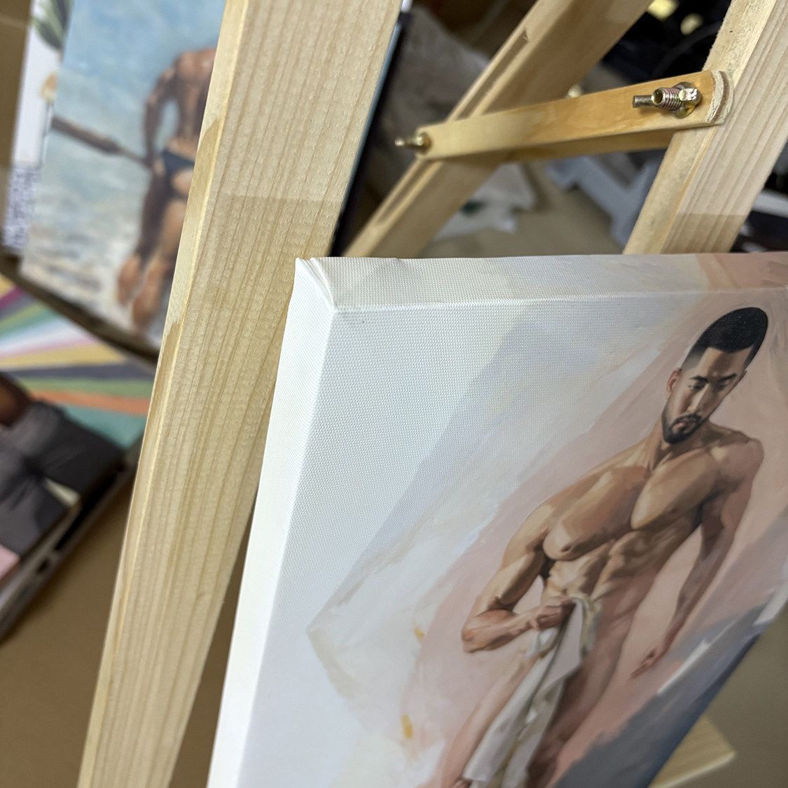 肌肉男沐浴洗澡装饰画卧室挂画喷绘油画靠墙工作室男体艺术相框