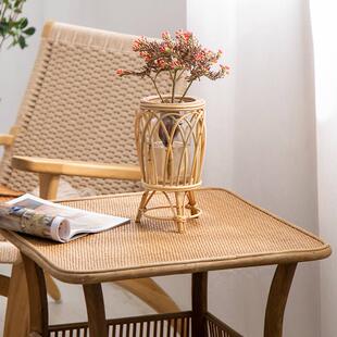 藤编花架套玻璃花瓶水养玫瑰百合富贵竹餐桌干花鲜花插花摆件摆台