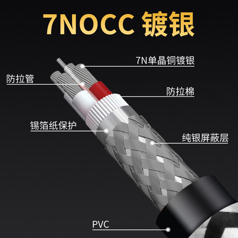 杨阳发烧级单晶铜镀银typec转usb方口线手机打印机电脑数据连接线