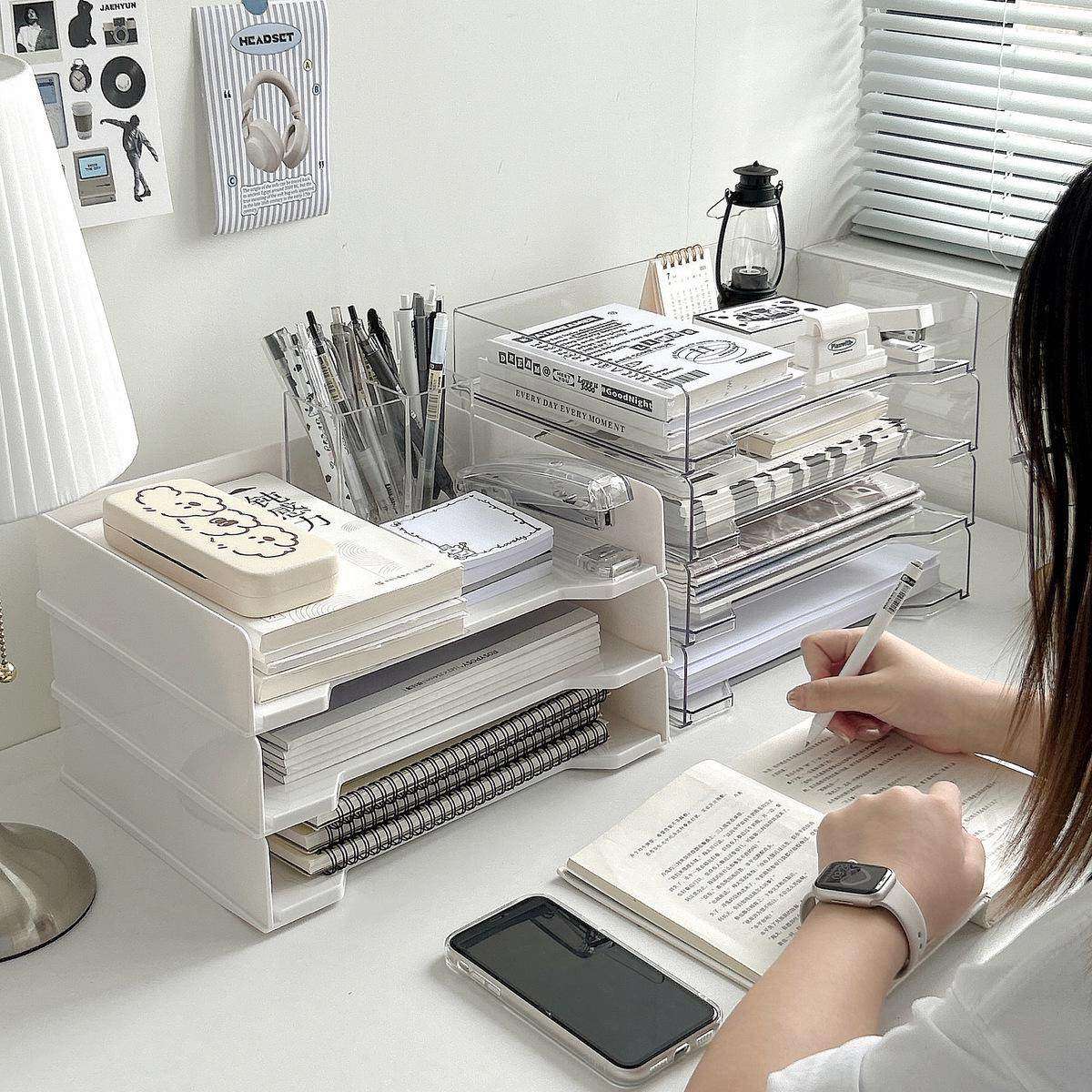 桌面收纳盒文件收纳架办公桌a4档案亚克力分层书架书桌收纳置物架,收纳整理,桌面收纳盒,淘宝优惠券,粉丝福利购,淘宝优惠卷