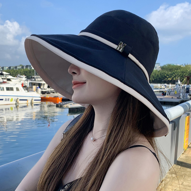 帽子女夏季大檐遮陽防曬紫外線漁夫帽女出游海邊可折疊遮臉太陽帽