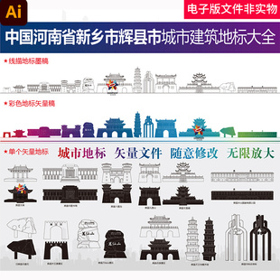 辉县地标辉县文明城市中国河南省新乡市辉县市城市建筑地标素材图