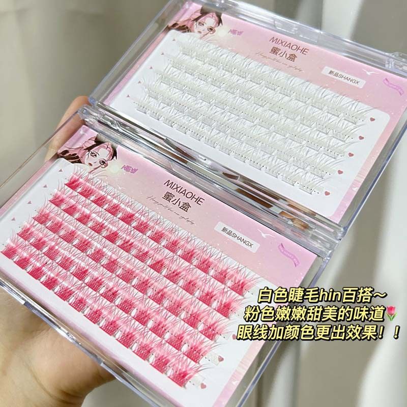 白色假睫毛精灵蓝色棕色红色系搞怪氛围感好搭配浓密纤长适合新手