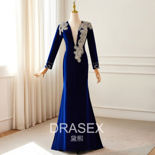年会主持人礼服女高端大气修身显瘦民歌独唱音乐会美声艺考演出服