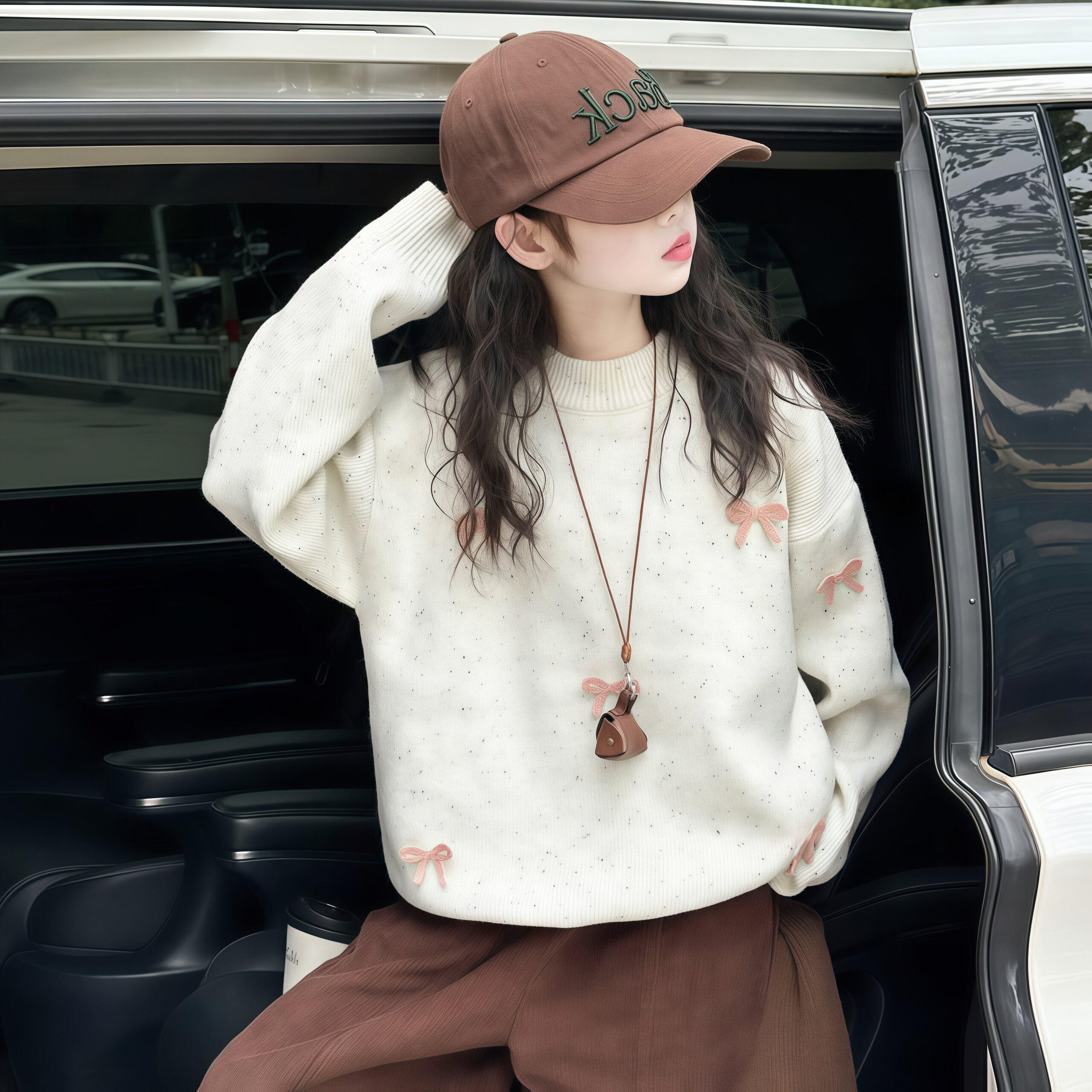 女童毛衣秋冬2026新款韩系中大童蝴蝶结加厚针织衫女孩保暖上衣