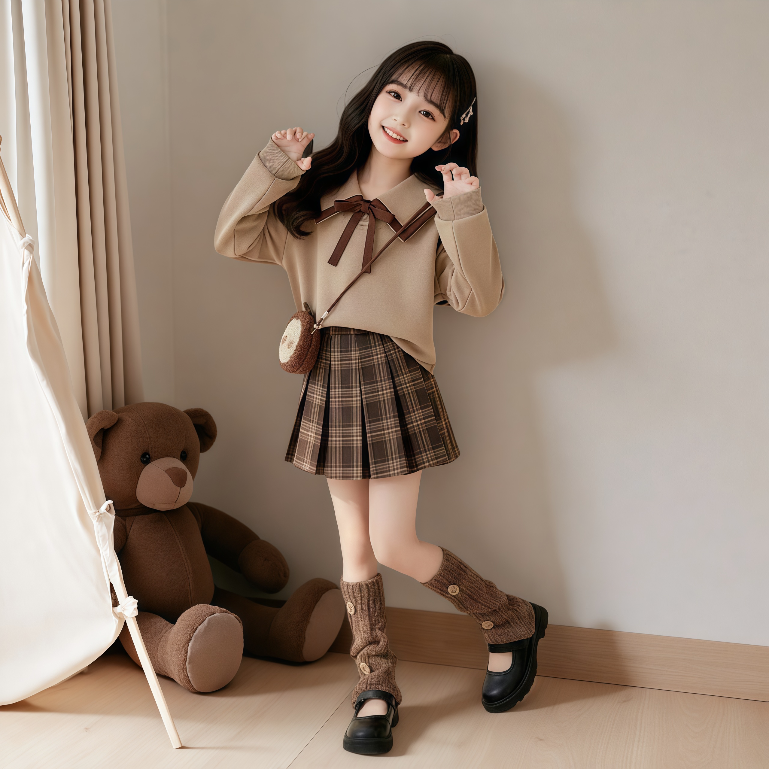 女童春季连衣裙2026新款儿童学院风裙子女大童洋气卫衣百褶裙套装