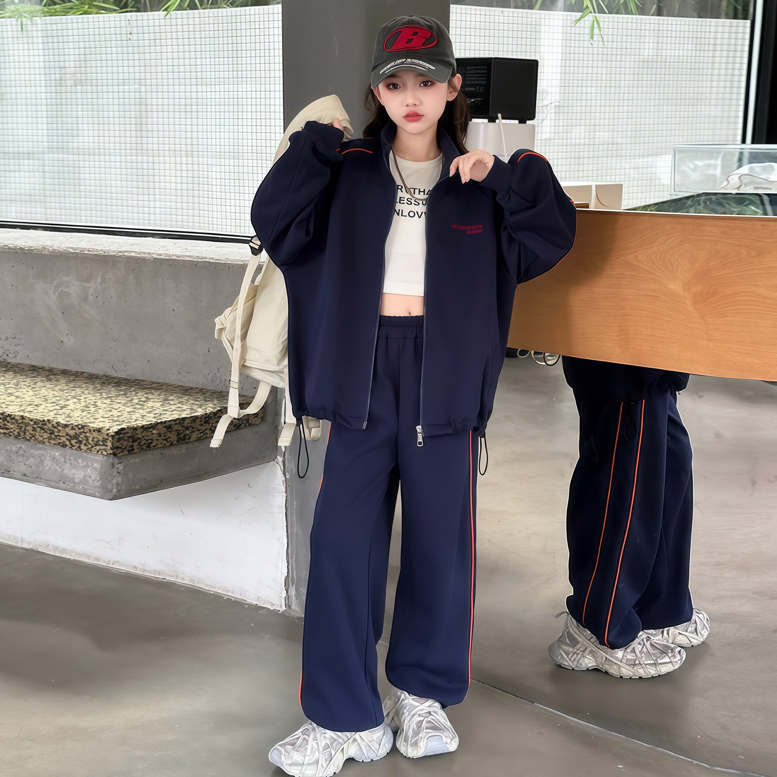 女大童2026新款酷飒卫衣两件套