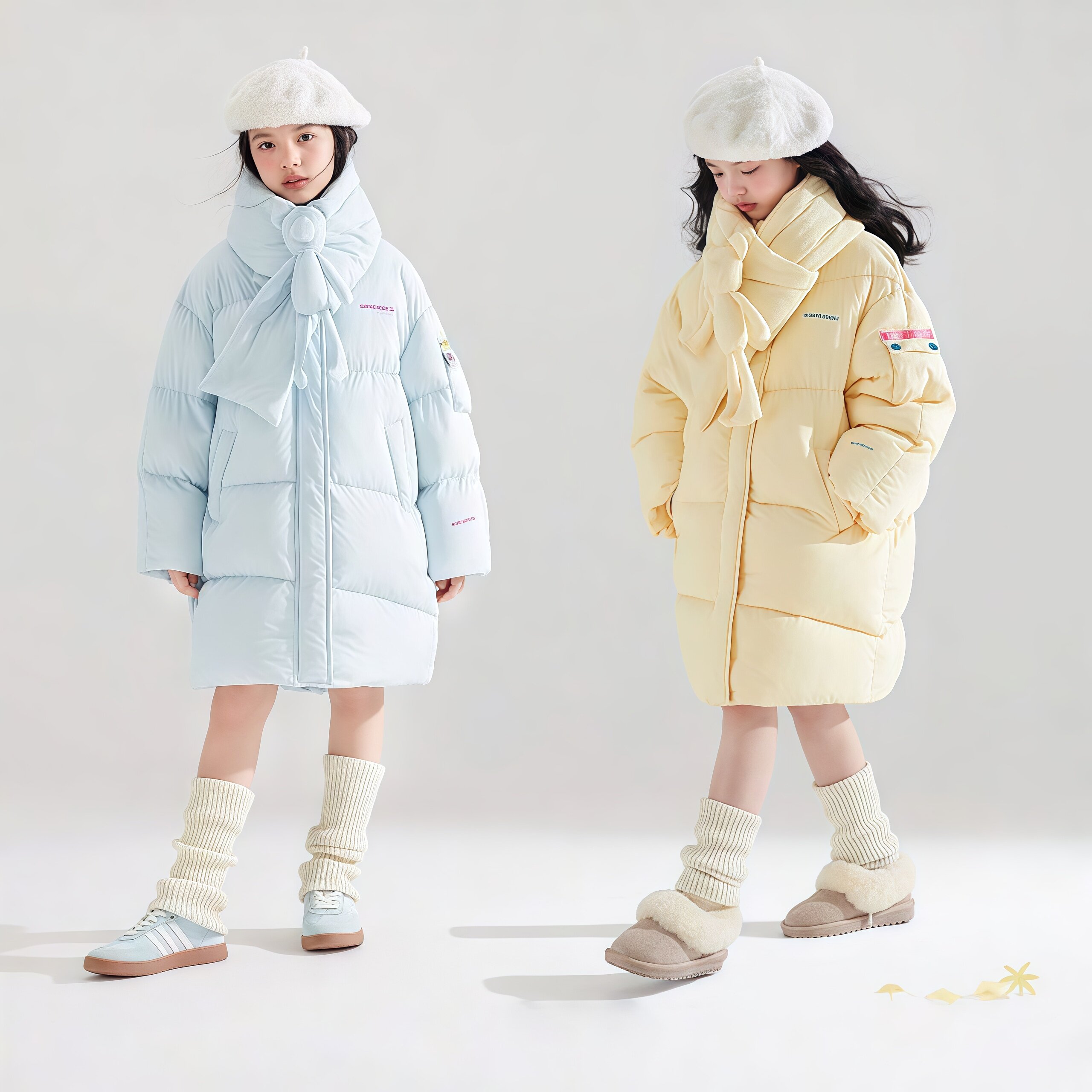 女童冬季加厚保暖中长款羽绒服