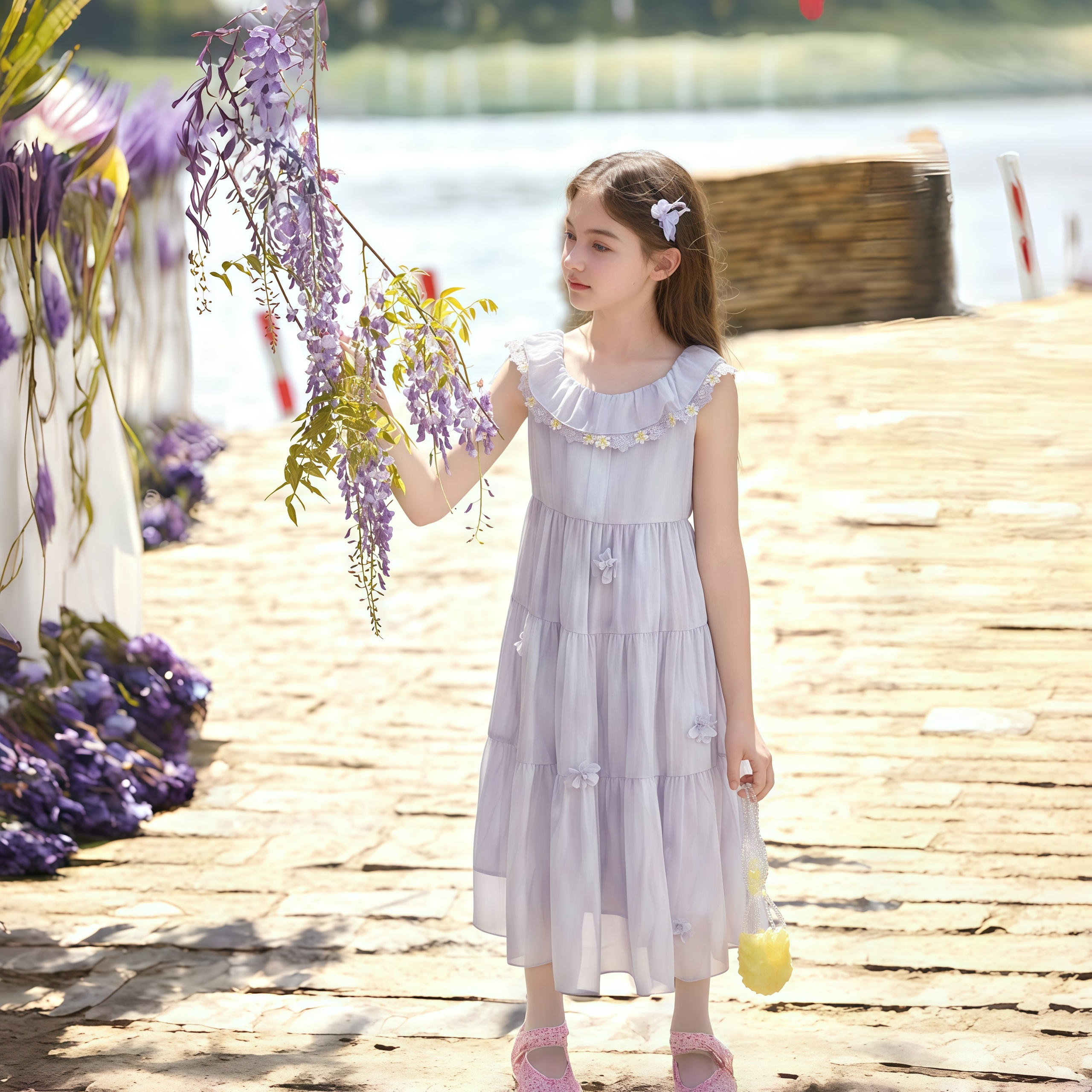 女童连衣裙夏季2025新款洋气儿童薄款雪纺公主裙女孩蛋糕裙子无袖