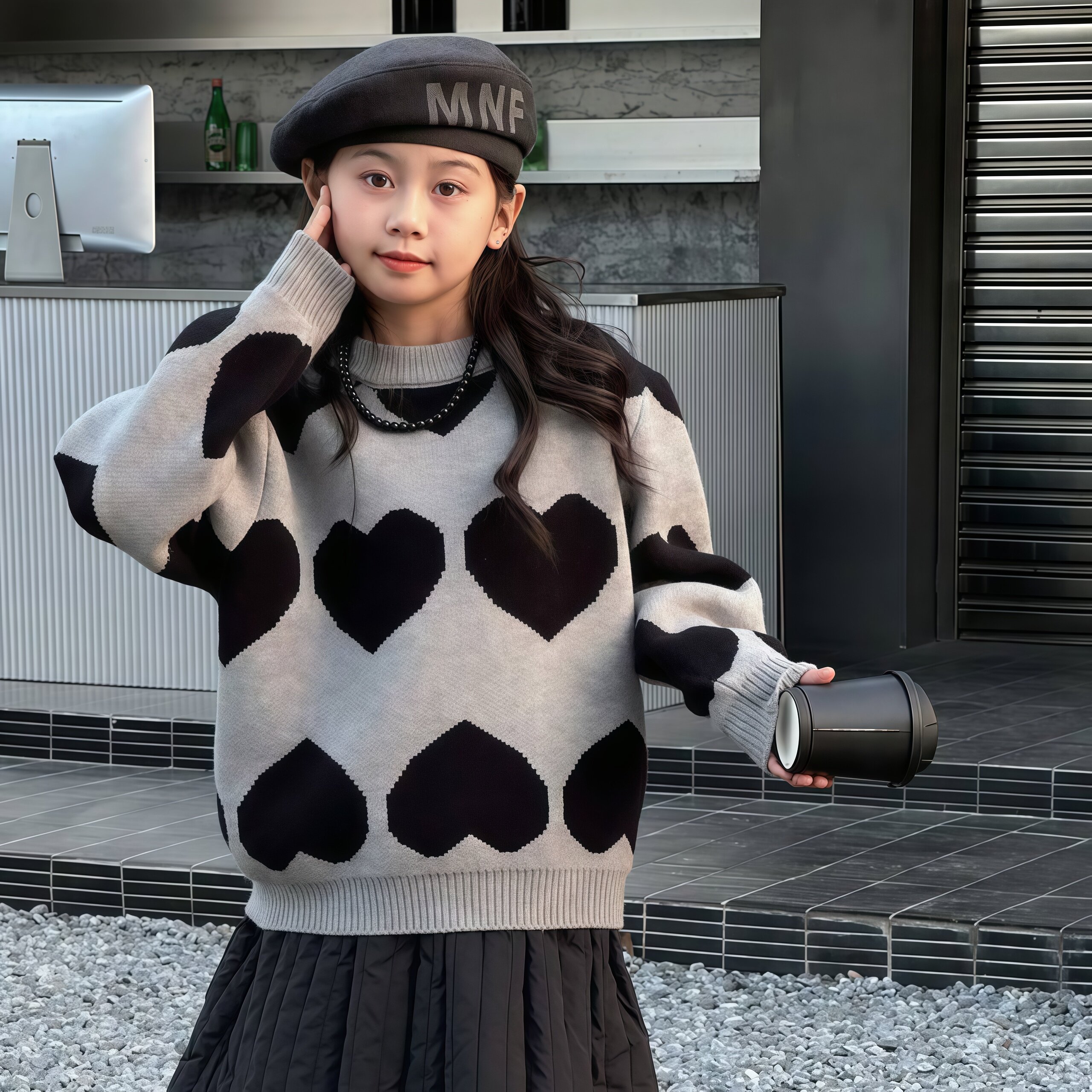 女童加厚毛衣秋冬2026新款韩版洋气中大童宽松套头针织衫保暖上衣