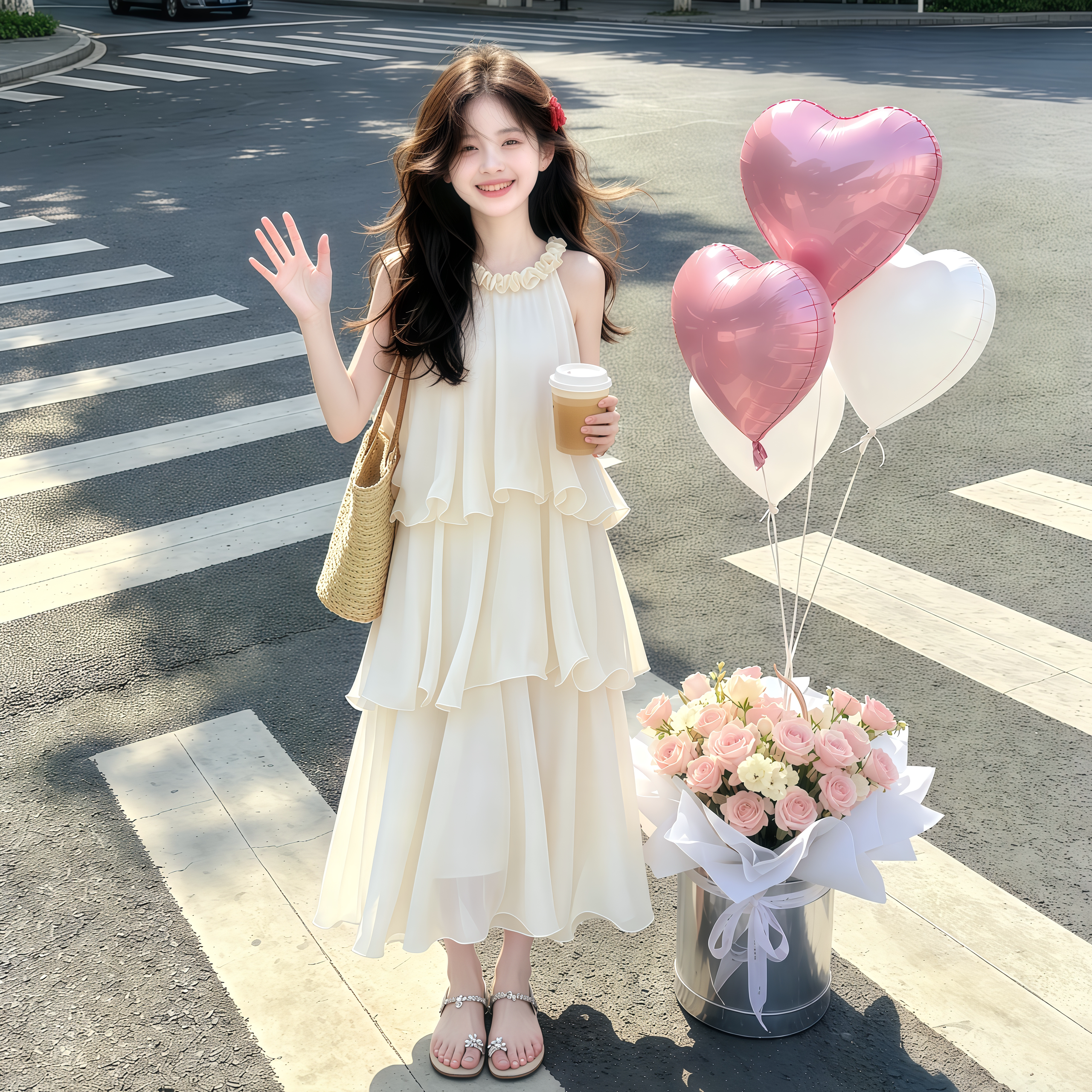 女童连衣裙夏季2026新款中大童夏装公主裙度假风女孩夏天蛋糕裙子