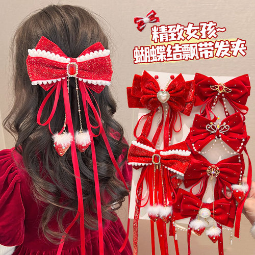 新年蝴蝶结儿童发饰发夹女