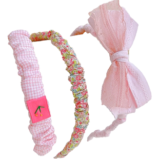 儿童布艺发箍黄色头箍可爱发卡不伤发头饰女童珍珠公主蝴蝶结发饰