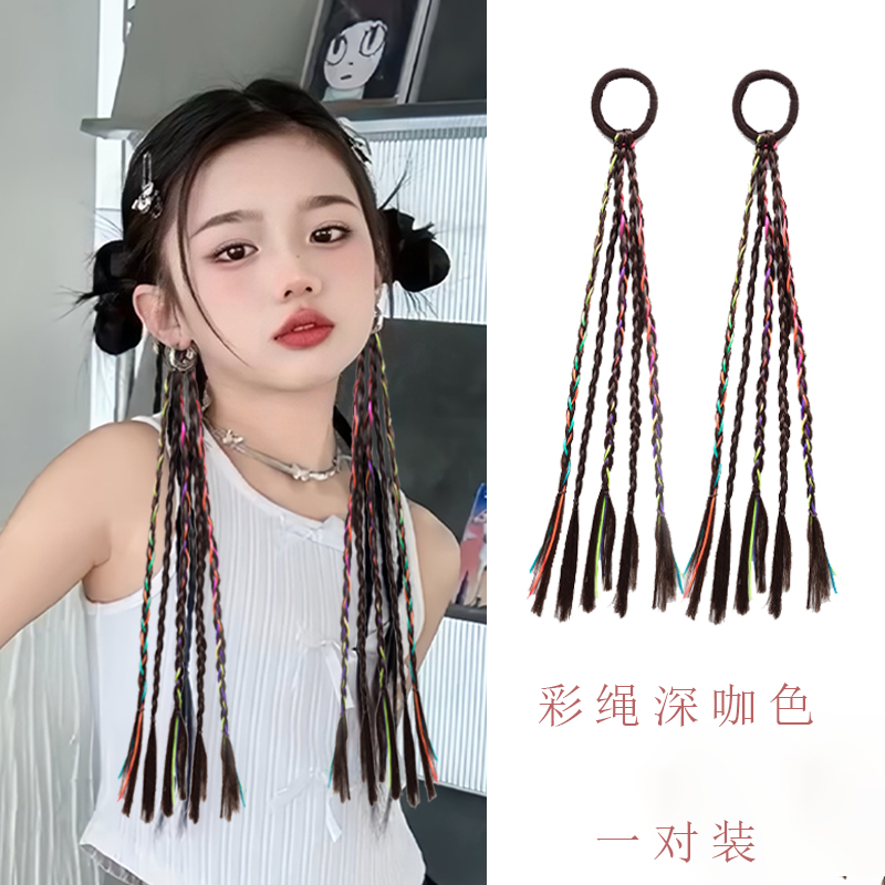 儿童渐变假发辫女童小女孩高马尾