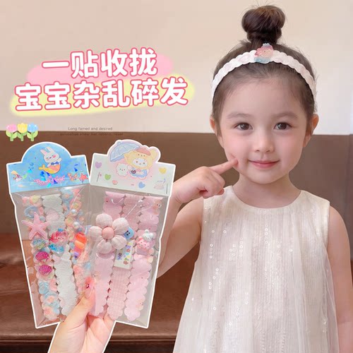 女童魔术贴花朵刘海头饰卡通发带