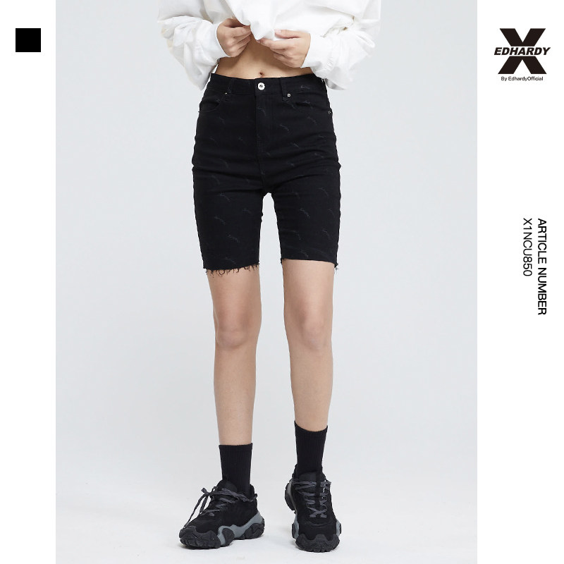 EdHardyX夏季新款满印中腰包臀短裤修身女士夏款牛仔裤五分裤裤子,女装/女士精品,半身裙,淘宝优惠券,粉丝福利购,淘宝优惠卷