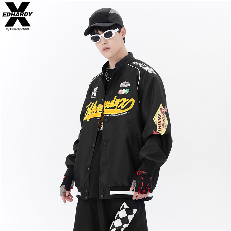 EDHARDYX新款春秋机车系列立领夹克情侣运动春季国潮休闲外套上衣