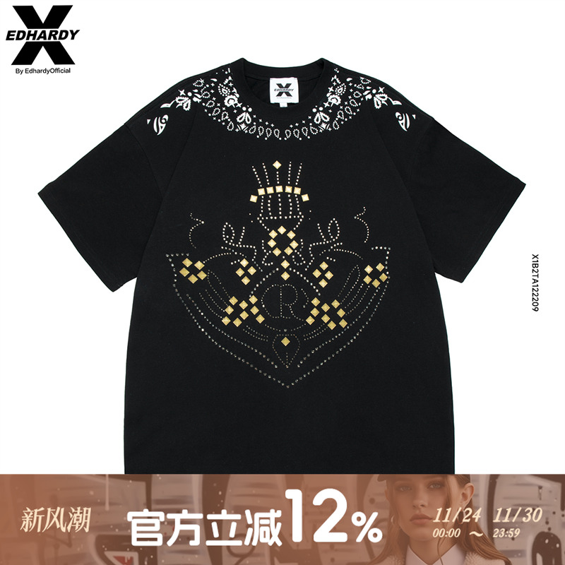 Ed Hardy X2025夏季新款巴洛克艺术腰果花圆领男女同款短袖T恤潮 - 封面