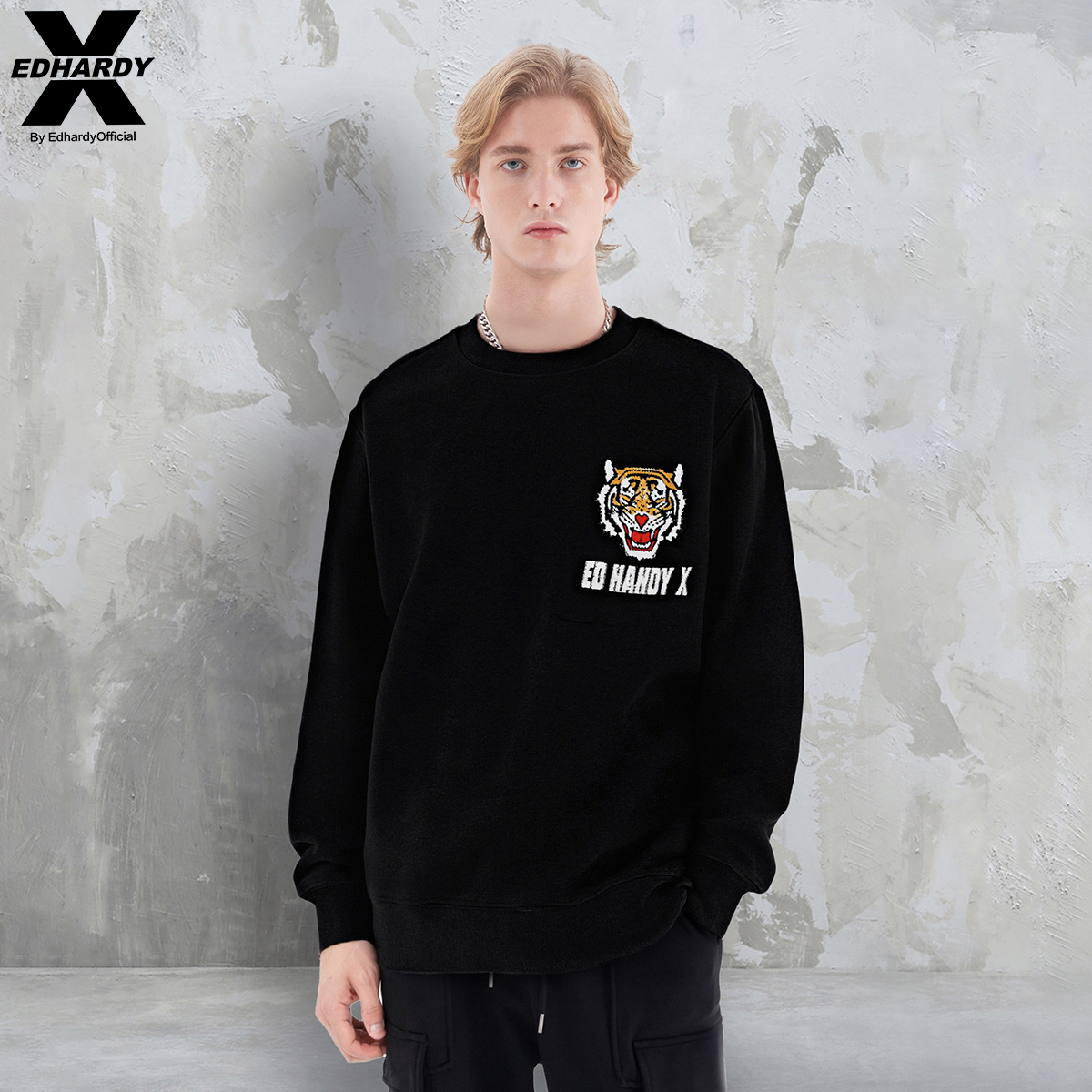 EdHardyX纯棉宽松圆领百搭卫衣