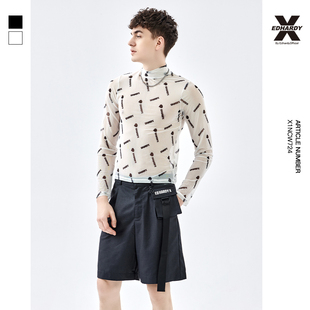 Hardy T恤体恤衫 X春秋新款 打底衫 上衣潮 满印花中高领休闲薄款