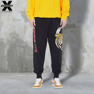 运动裤 小脚运动休闲裤 纯棉韩版 EdHardyX春秋虎头LOGO潮牌男女款