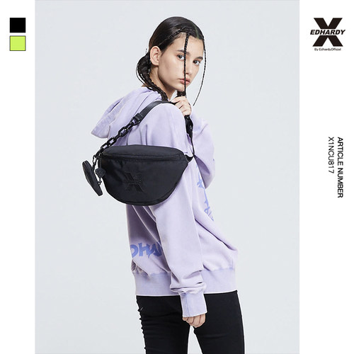 edhardyx绣花LOGO斜挎腰包