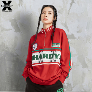 青春红色情侣男女同款 时尚 卫衣上衣衣服 春秋潮牌个性 EdHardyX新款