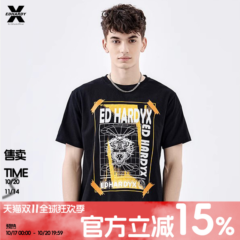 EdHardyX印花纯棉短袖T恤男女