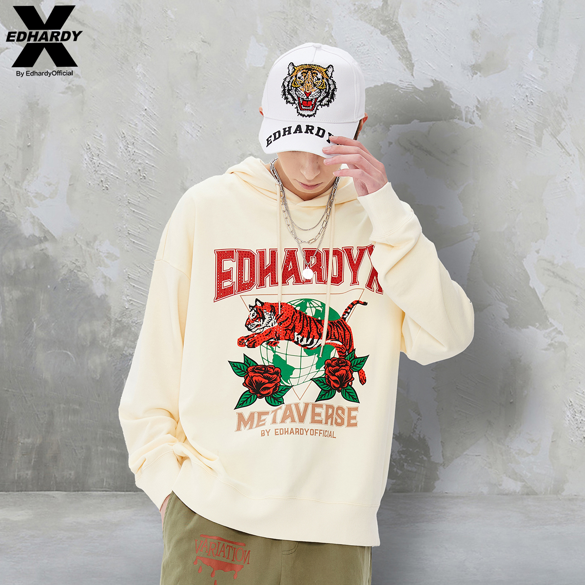 EdHardyX拔印烫钻情侣男女卫衣