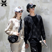 X25年秋冬新款 Hardy 男女几何图案爱心满印100%棉圆领套头卫衣