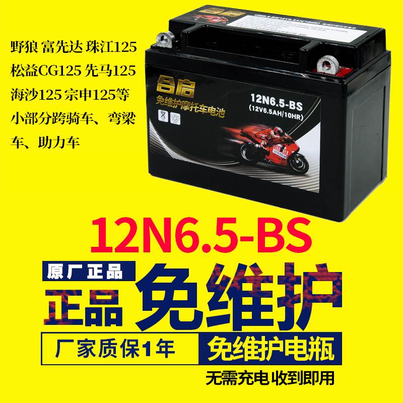 12N6.5机车珠江125电瓶12V6.5AH通用乾电池宗申天马男装CG125 摩托车/装备/配件 摩托车电瓶 原图主图