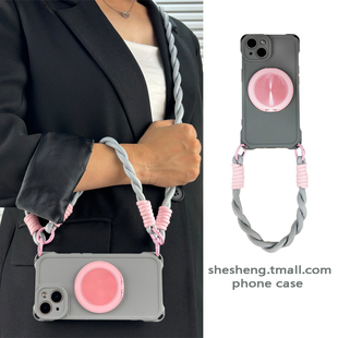 灰色四角挂孔z9斜挎挂绳背带turbo手拎磁吸X新款 IQOO 女 pro neo9 5手机壳neo9s 粉色旋转支架适用vivo