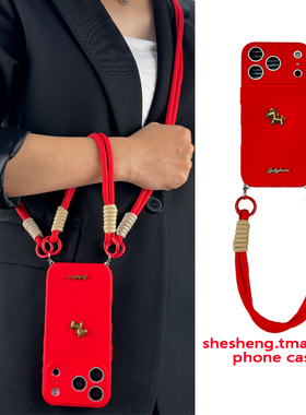 新年款红色金色小马适用一加13/12/11/10手机壳pro斜挎挂绳2V/3V手腕带1+9/8/7全包one plus高级感Ace2/3/5软
