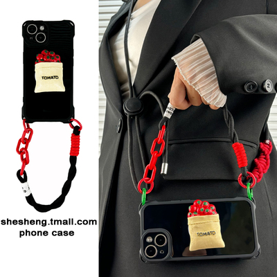 适用荣耀番茄支架斜挎挂绳手机壳