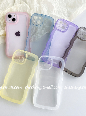 ins简约纯色透明软壳适用三星S22/S21/S24手机壳+硅胶s25防摔FE全包Galaxy S23男女ultra保护套s20波浪边框p