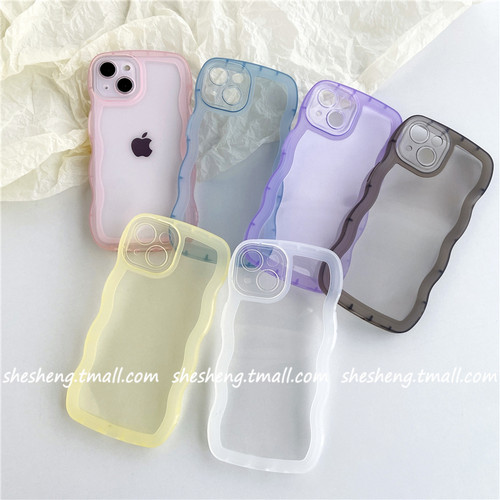 苹果iPhone透明纯色波浪边手机壳
