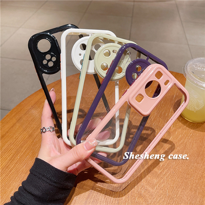 适用华为荣耀撞色边框透明手机壳
