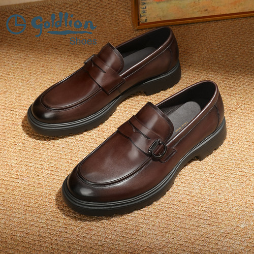 金利来一脚蹬牛皮乐福鞋通勤百搭