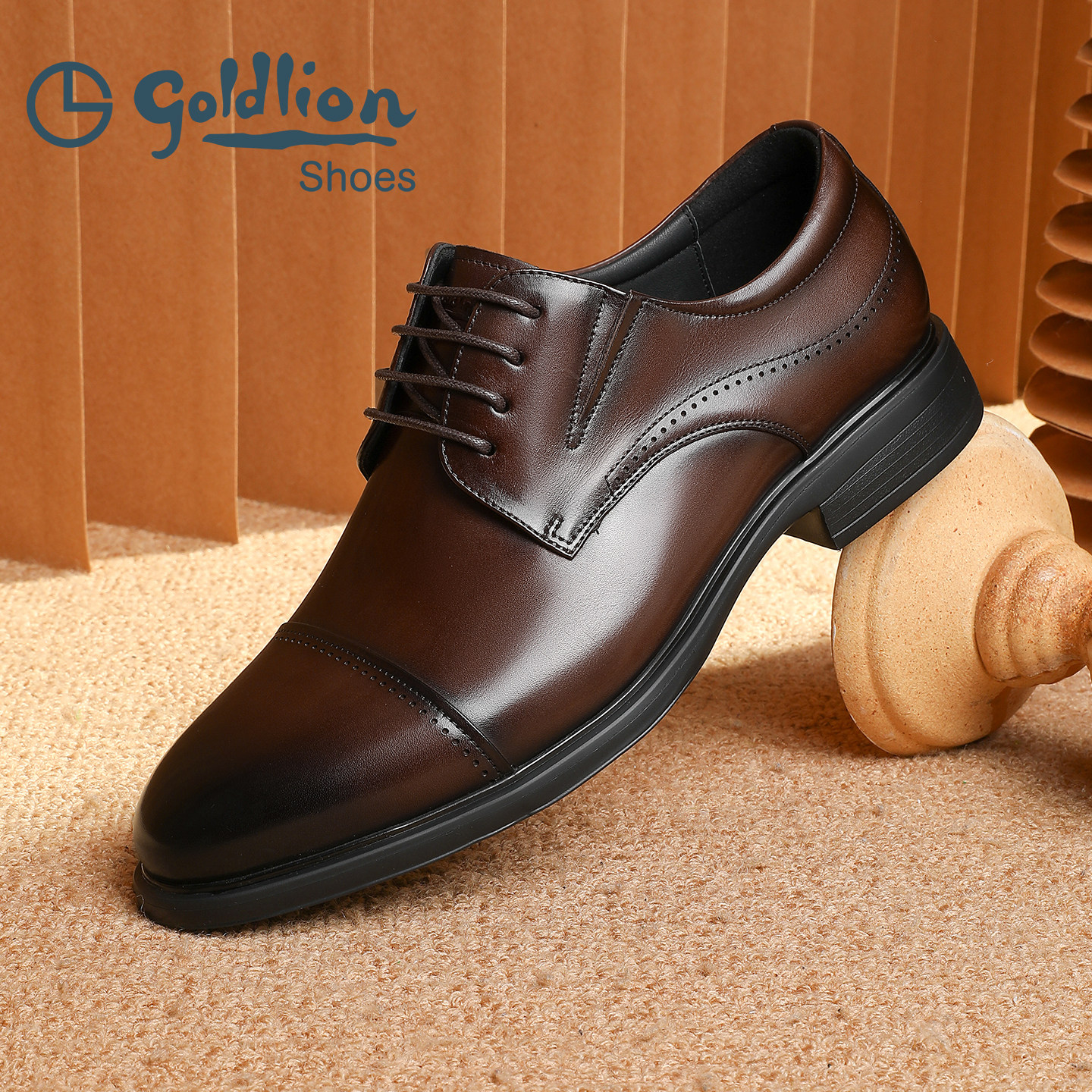 金利来皮鞋男2026春上新商务正装办公结婚新郎真皮防滑雕花德比鞋,流行男鞋,正装皮鞋,淘宝优惠券,粉丝福利购,淘宝优惠卷