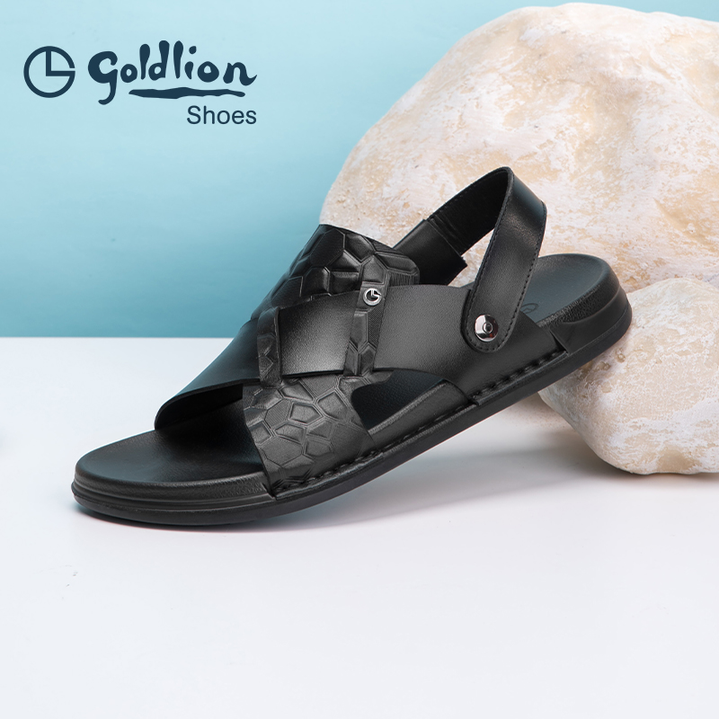 金利来夏季透气牛皮沙滩鞋凉鞋男