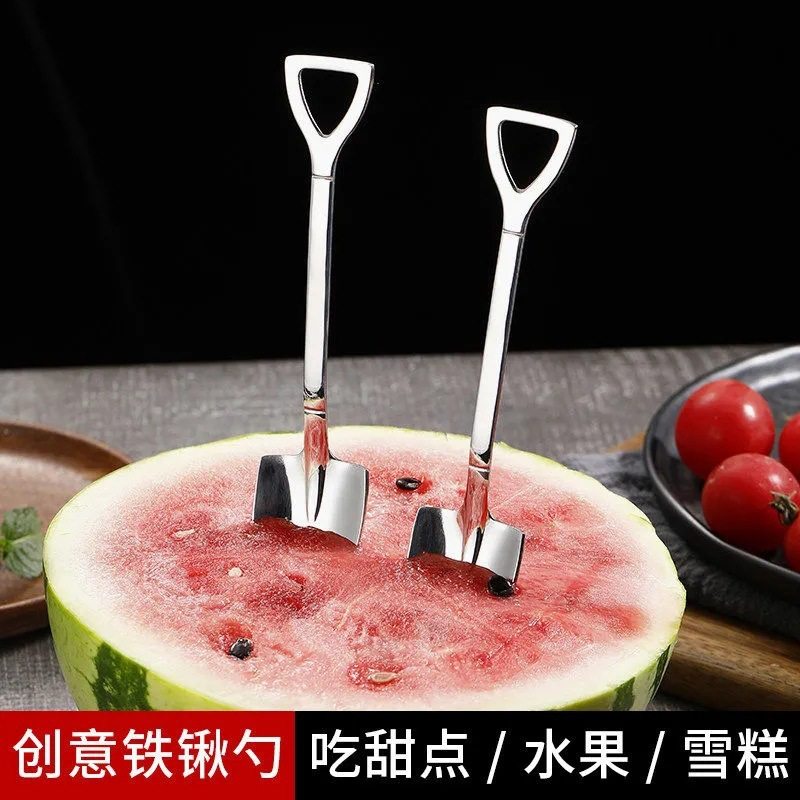 不锈钢西瓜勺子铁锹勺子家用创意甜品吃西瓜专用调羹可爱铲子汤匙
