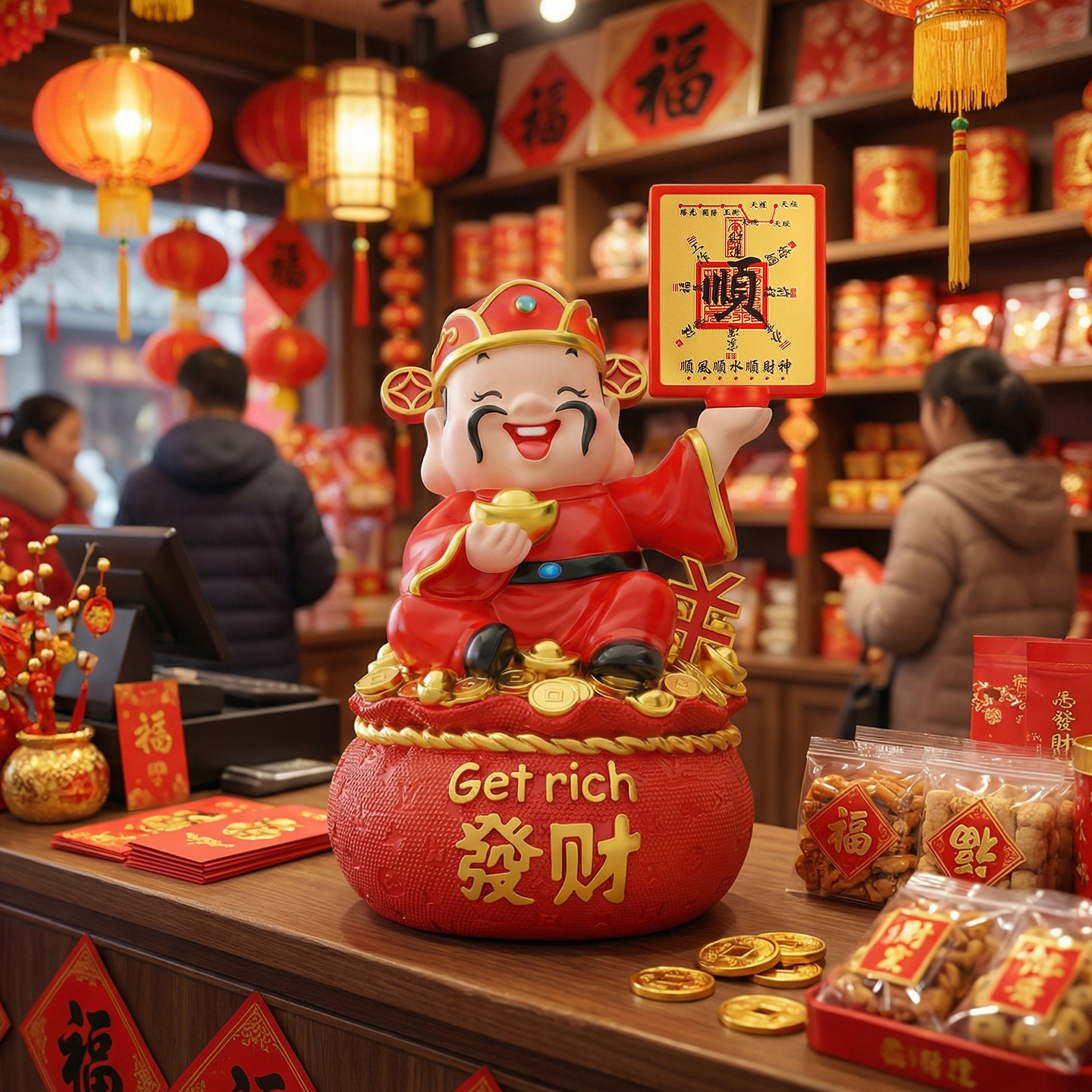 财神爷储蓄罐存钱罐创意摆件乔迁开业礼物玄关桌面收银台新年装饰