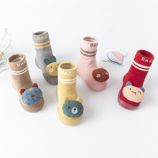 春秋款1-3岁宝宝软底防滑学步袜鞋儿童室内袜子鞋婴儿卡通地板鞋
