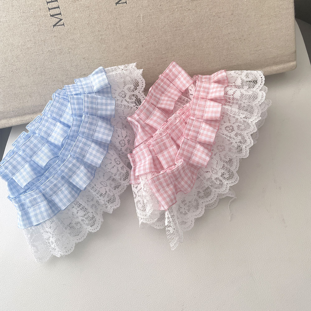 5cm宽蕾丝格子双层打折花边图片
