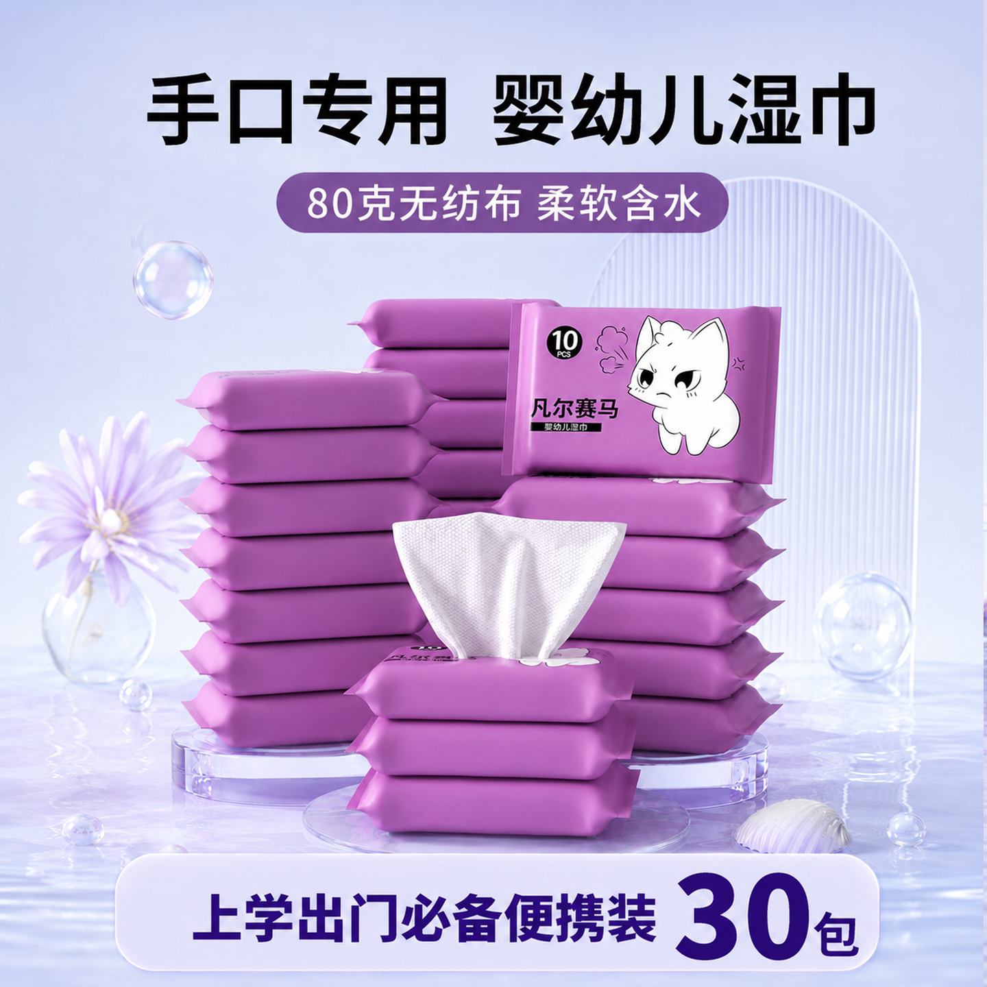上学必备湿纸巾婴儿湿巾小包便携图片