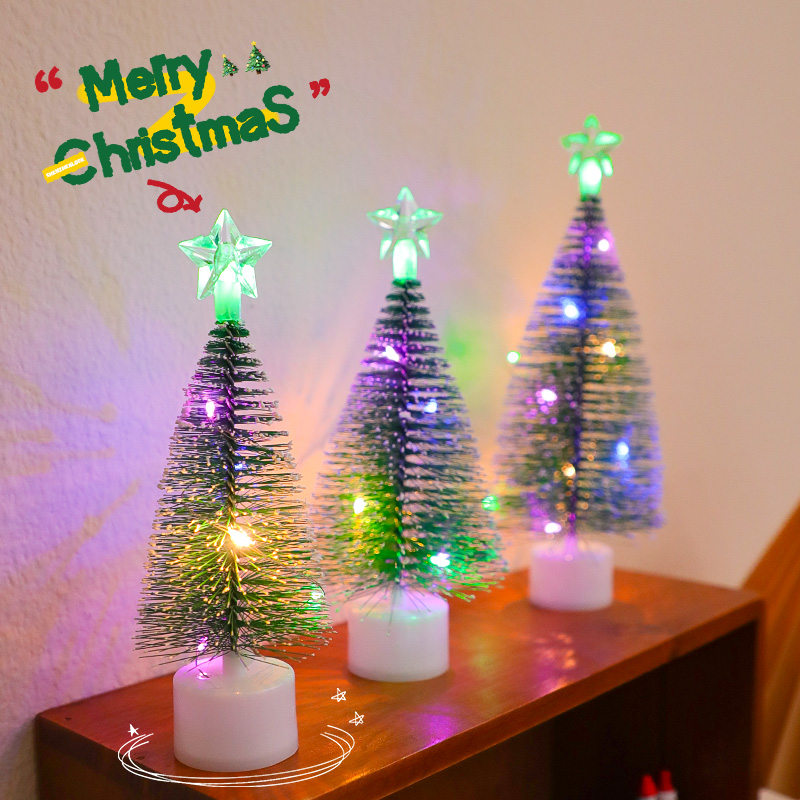 圣诞节桌面装饰品迷你小摆件2026吊牌圣诞树木质挂件吧台悬挂道具