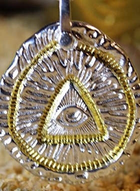 国风潮铜镀银手工饰品荷鲁斯之眼吊坠男款潮流痞帅美式男士生日礼