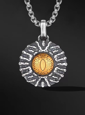 国风潮铜镀银手工饰品欧美恶魔之眼泰银色项链复古街头喜欢朋吊坠